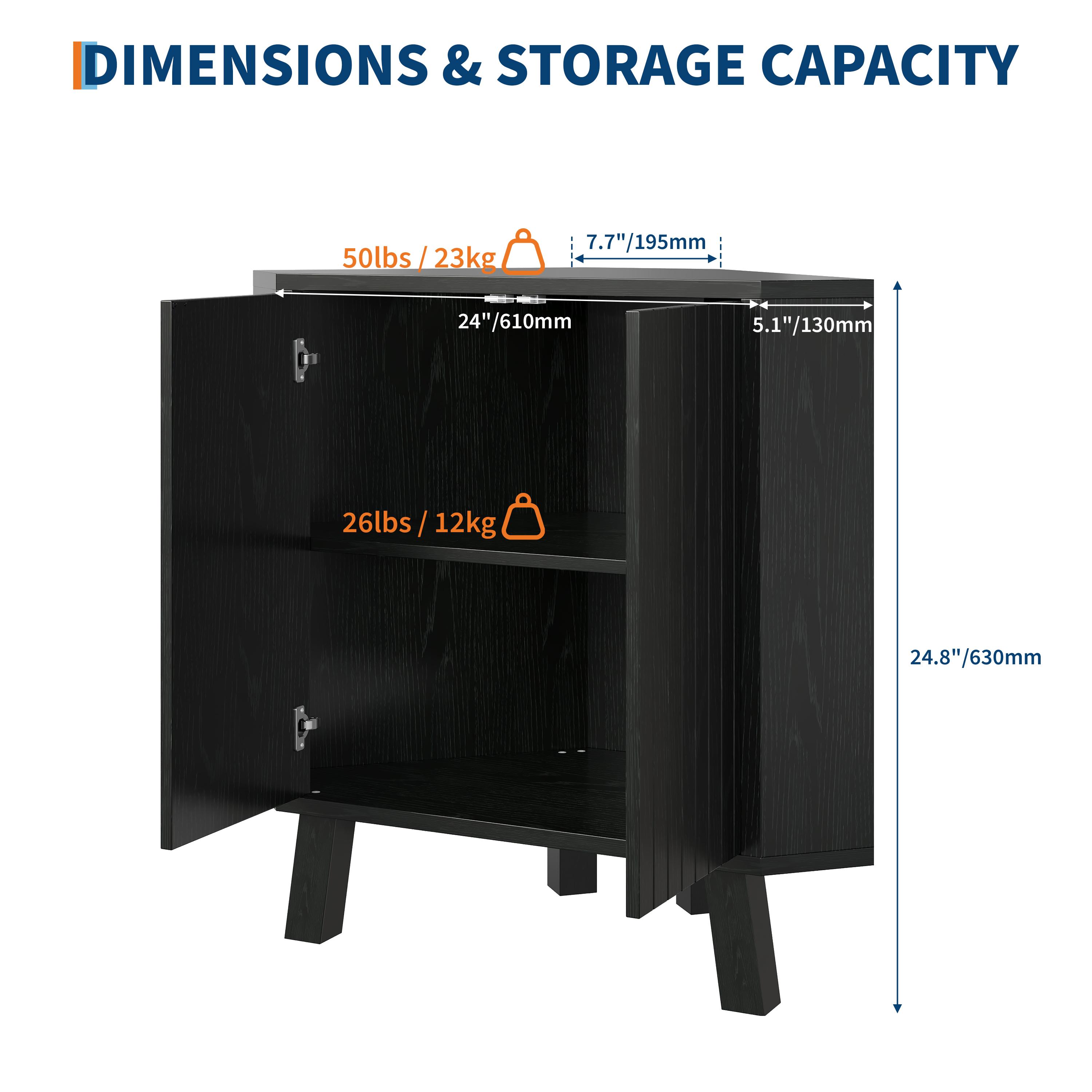 31.5'' Corner Cabinet with Doors, 3-Tier Industrial Fluted Corner Shelf with Adjustable Shelf, Freestanding Triangle End Table for Living Room, Bedroom, Kitchen, Bathroom