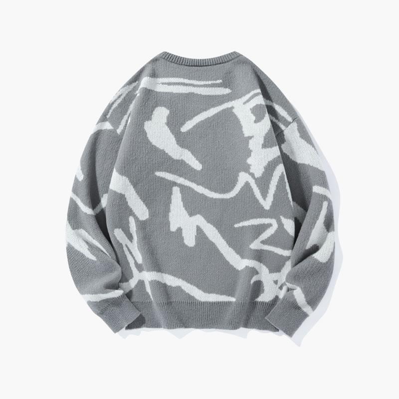 #Springfresh Men's Knitted Long Sleeve Sweater Crew Neck Y2K Graphic Casual Regular Fit Jumper for Fall & Winter Stylish Breathable Pullover Sweater Menswear Outfit Stylish Tops Grey Chinos Aesthetic Loose Fit Crewneck Fashionable Knitwear SpringStatement