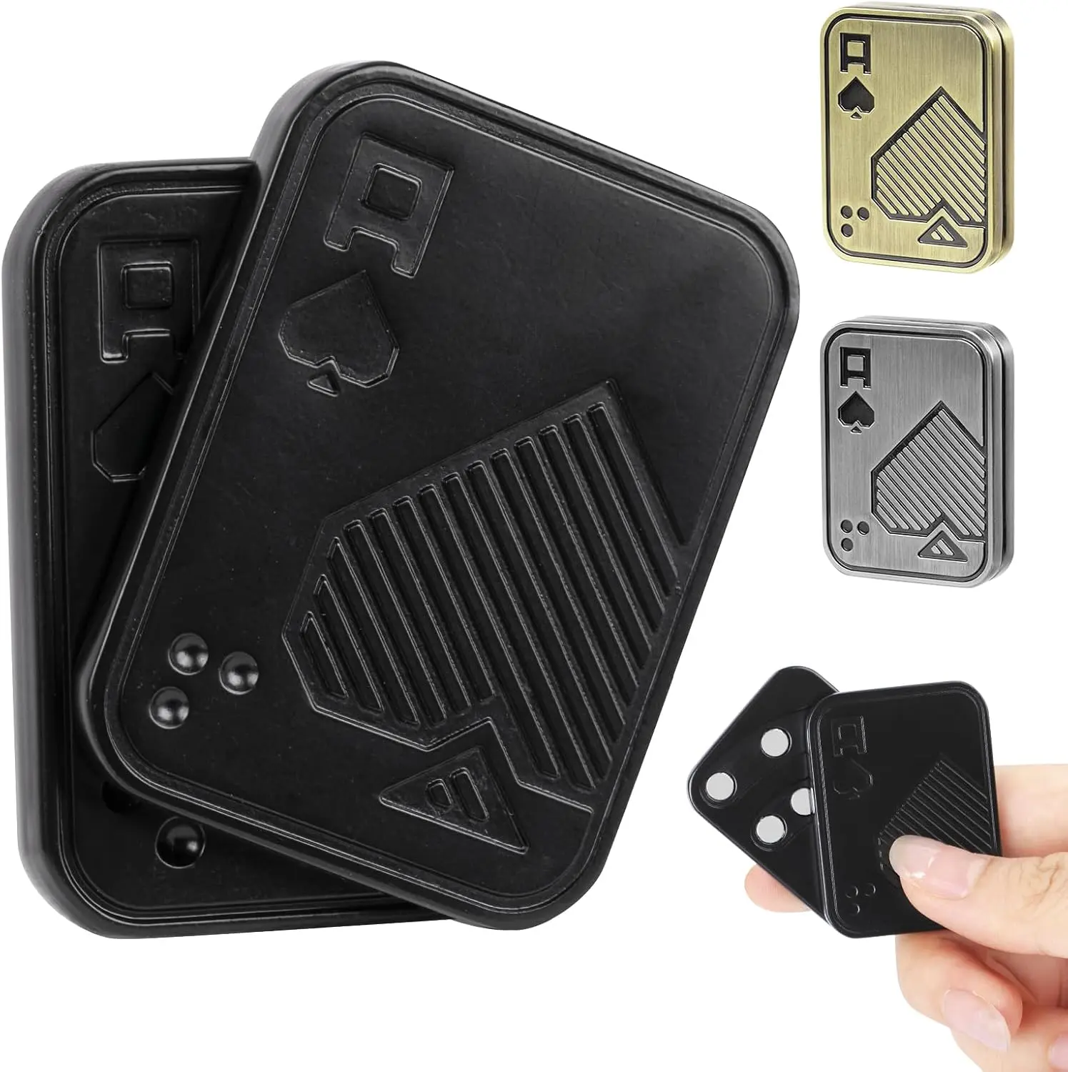 Metal Poker Push Card Fidget Toy - Compact and Portable, Easy to Carry, Fidget Slider, Novelty Clicker, Stress Relief Anxiety Toy for Above 12 Years Old, Ideal Gifts for Boyfriend, Husband, Father