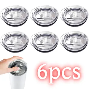 6 pack 20 oz Tumbler Lid for 20 oz Tumbler, 10/24 oz Mug and 10 oz Lowball, Skinny Tumbler Replacement Lids Plastic Splash Covers tops Clear Cup Covers