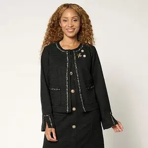 G by Giuliana Black Label Knit Tweed Cropped Blazer
