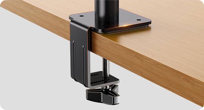 HUANUO Supports 13-32″ screens, up to 19.8 lbs per arm. Features built-in C-clamp, enhanced stability, and upgraded cable management. VESA 75x75mm/100x100mm compatible. Black finish.