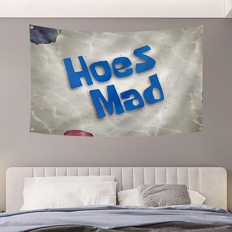 Hoes Mad 3x5Ft Flag Funny Poster Taperstry for College Dorm Room Guys Man Cave Room Decoration Banner with 4 Brass Grommets
