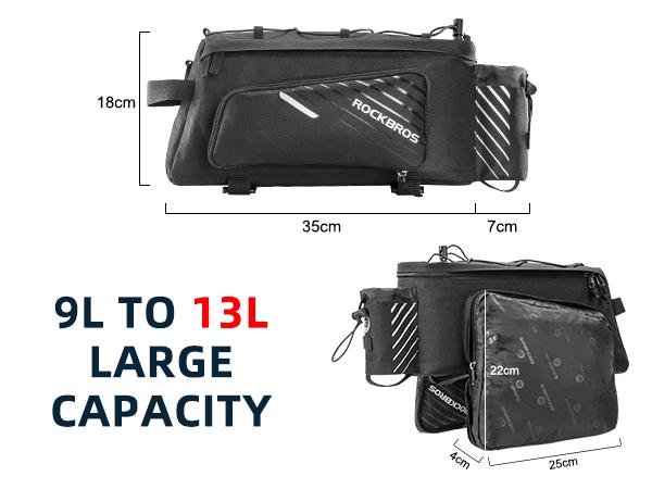 ROCKBROS Bike Rack Bag 13L Maximum Capacity