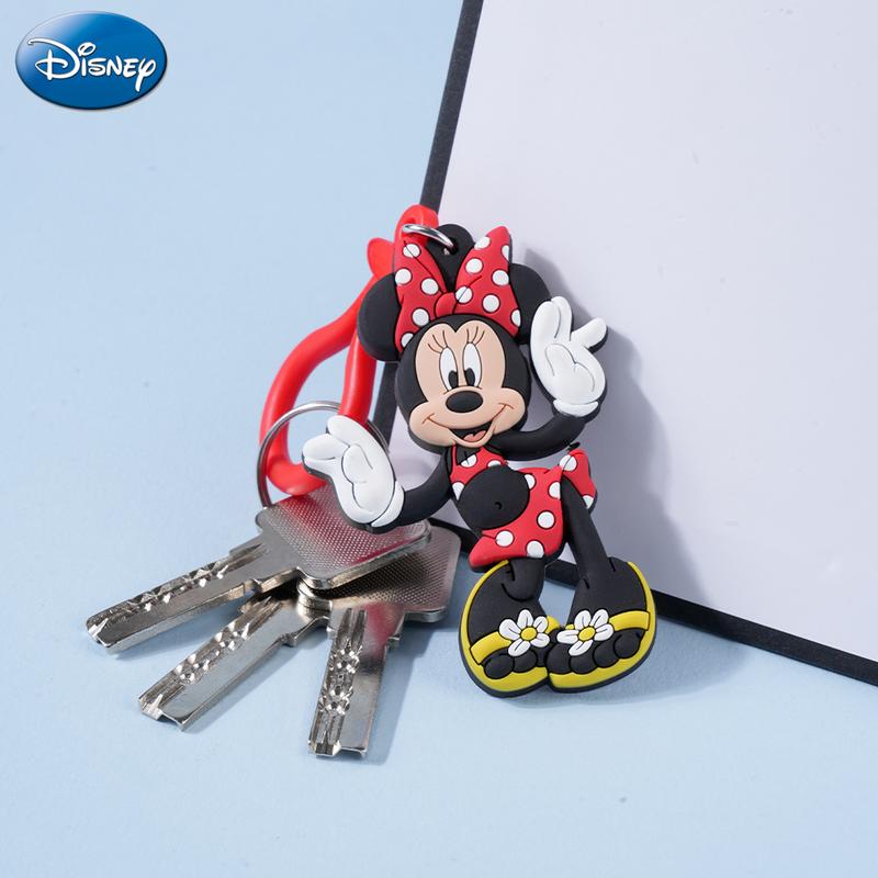 Disney Mickey Keychain 1PC Official License 3D Cute Novelty Figurine Bag Clip Charms Anime Figure Keychain Collector Keyring Backpack Decor Durable PVC Rubber Gift