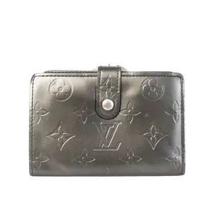 Pre-owned Louis Vuitton Patent Leather Small Leather Goods LV Grey Matte Vernis French Wallet L26020299