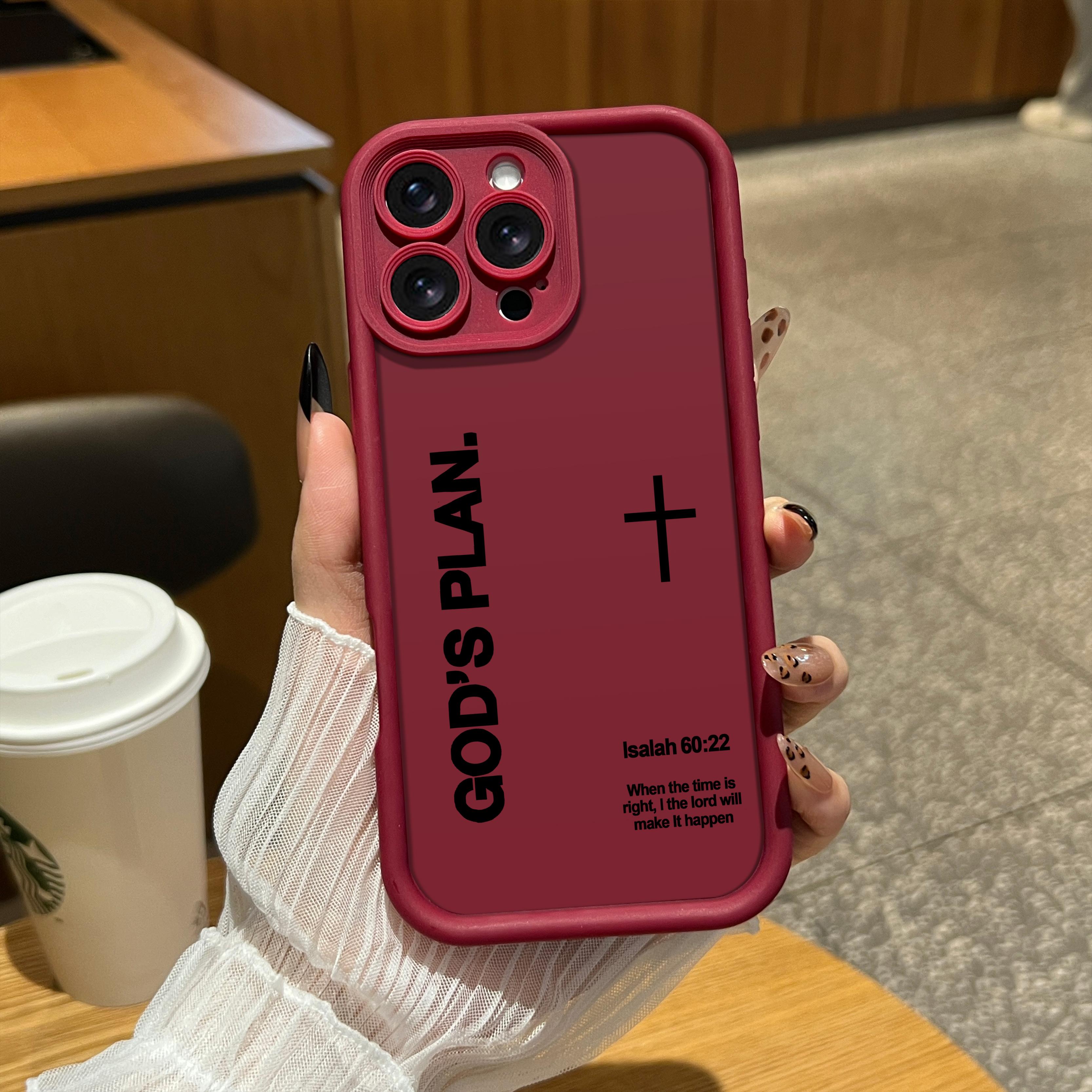 God's Plan Isaiah 60:22 Cross Smartphone Case - Minimalist Christian Inspirational Matte Brown Soft TPU Heavy-Duty Shockproof Anti-Scratch Cover for iPhone, Samsung Galaxy Handheld Cellphone Protection Devices