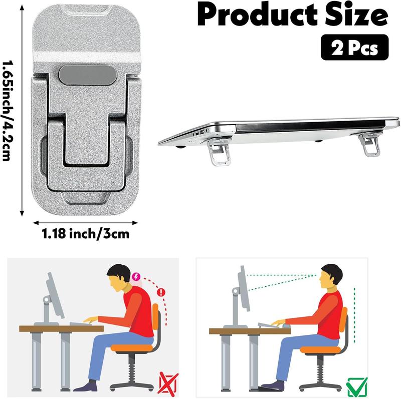 MUNBYN  Portable Keyboard Riser with Dual Tilt Angle,2pcs  Mini Laptop Feet for Desk, Invisible Lifter & Self-Adhesive Laptop Stand Bracket, Ideal for Office Use