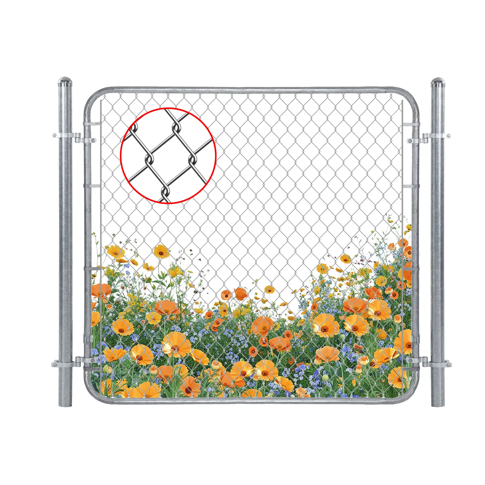 Complete Chain Link Fence System with Chain Link Fence Gate – Metal Gate, Outside Gate & Backyard Gate for Outdoor Garden & Yard Use
