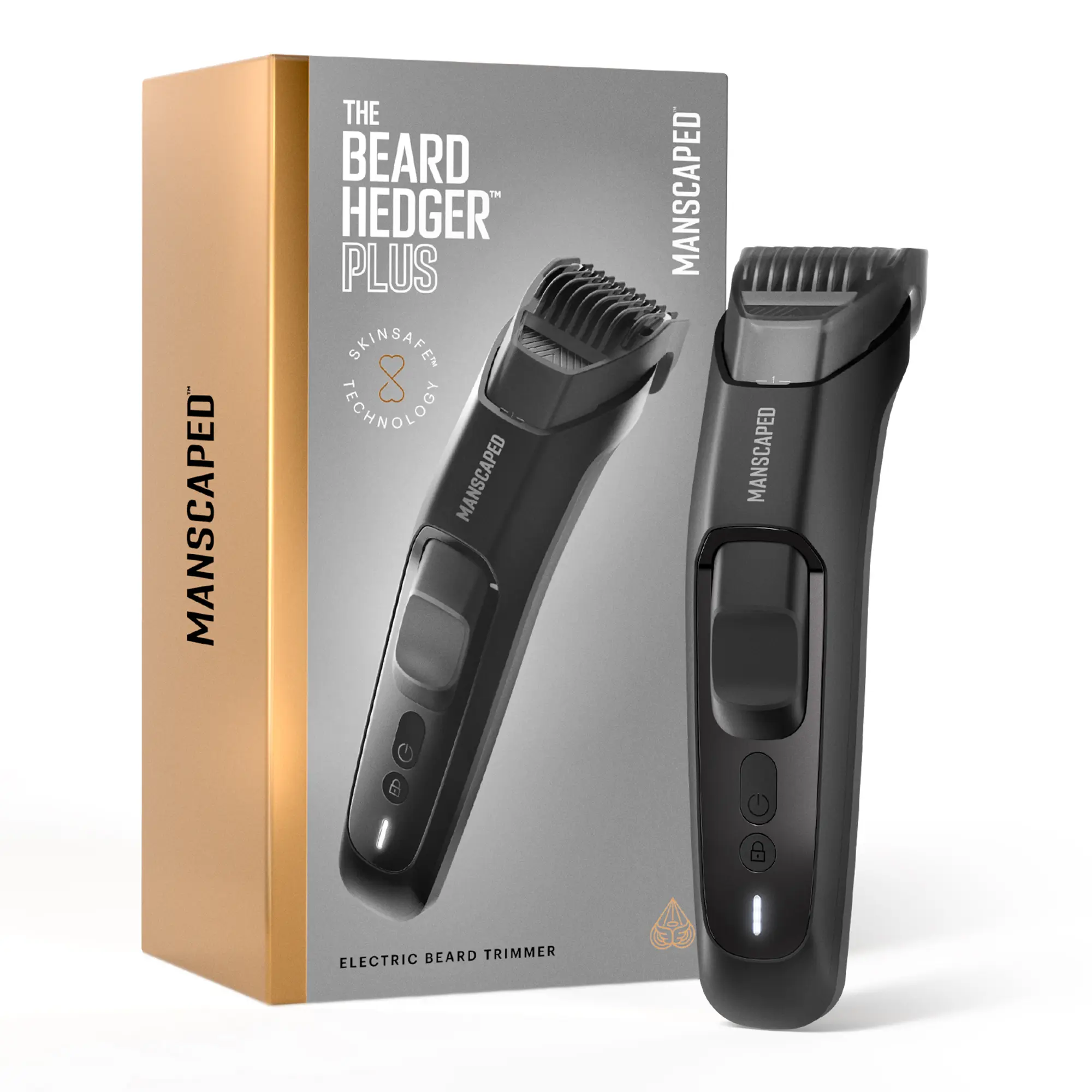 MANSCAPED The Beard Hedger PLUS, Men's Adjustable Beard & Mustache Trimmer with 14 Length Settings (1–20mm), Stainless Steel Blade, Waterproof Cordless Grooming, Travel Lock, USB-C Rechargeable