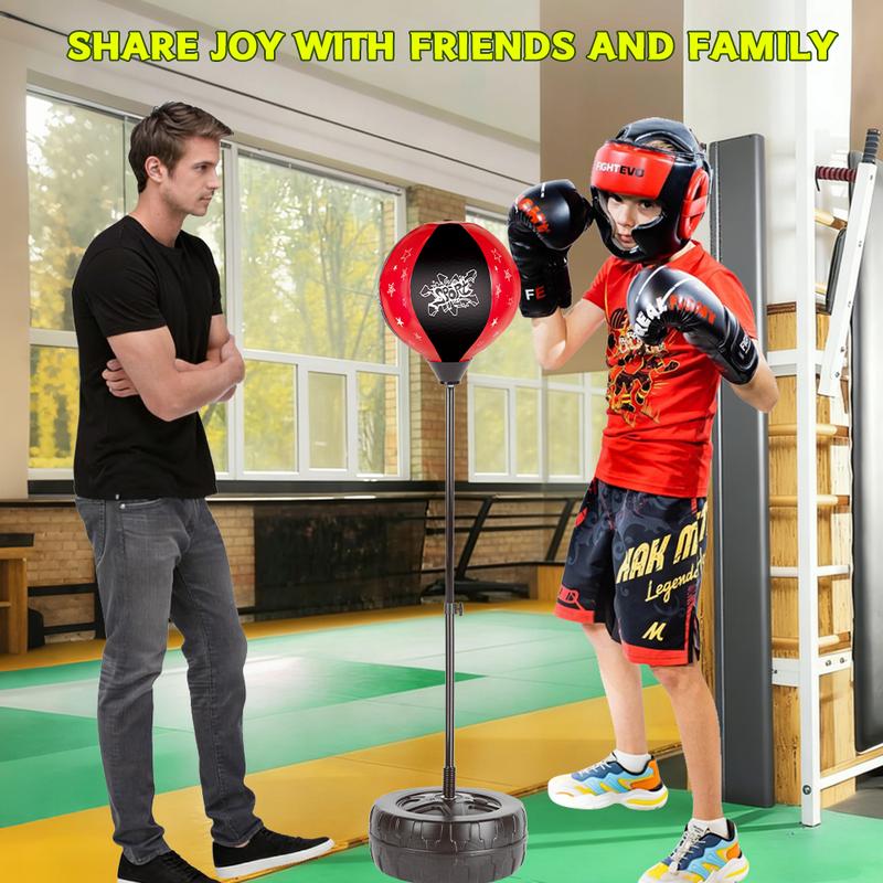 Adjustable Stand Punching Bag with Boxing Gloves - Fun and Safe Toy for Boys and Girls Ages 3+ - Ideal for Karate and Martial Arts Training