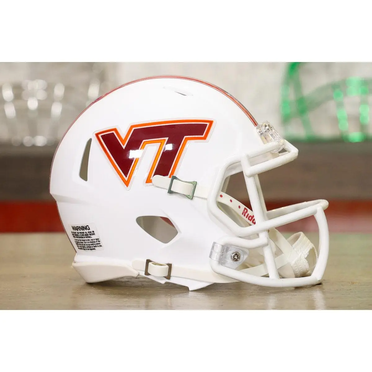 Virginia Tech Hokies Riddell Speed Collectible Mini-Helmet - Flat White, White Mask, Official Team Designs, Easy and Affordable Gift, Desk Shelf Accessory