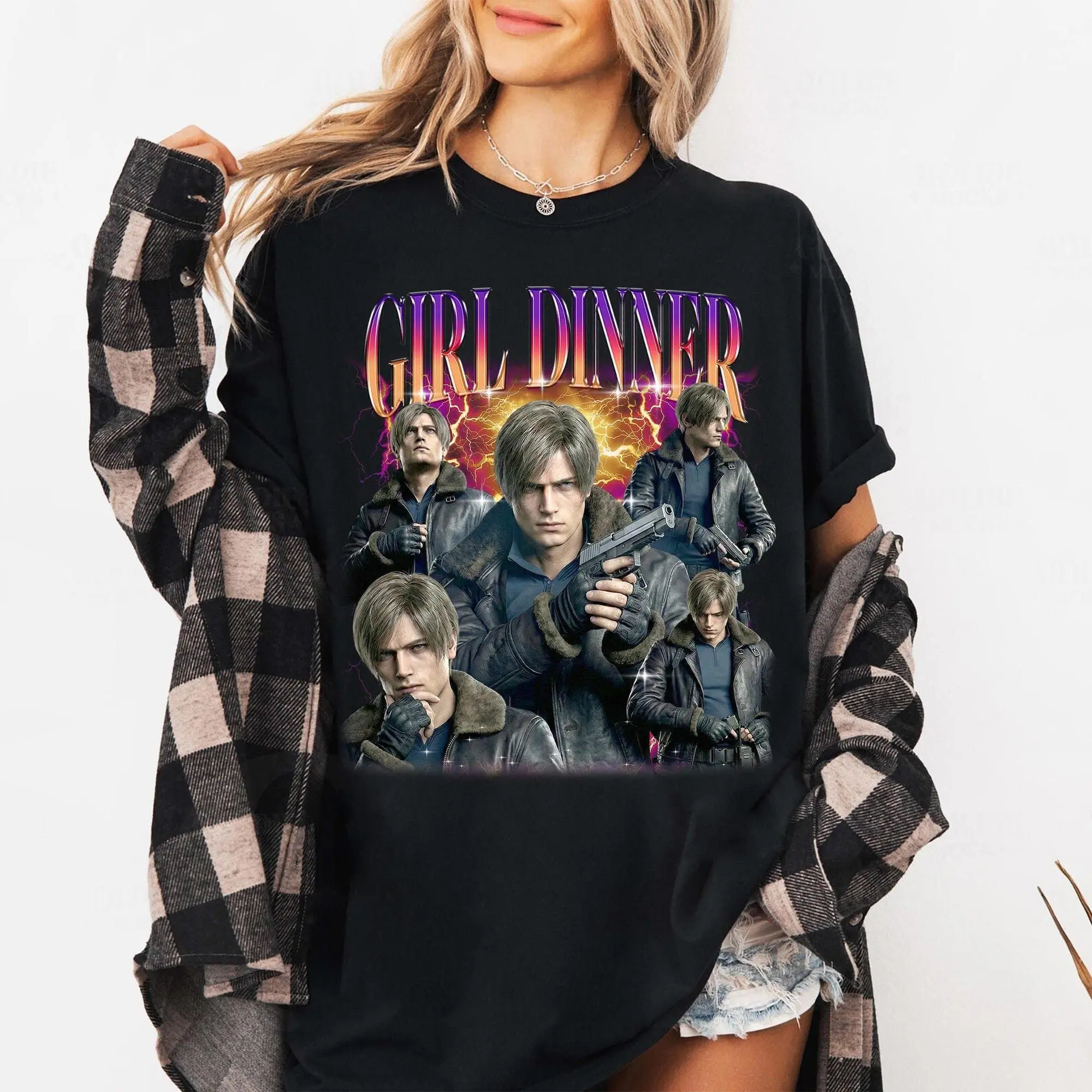 Leon S Kennedy Girl Dinner TShirt, Retro Tee