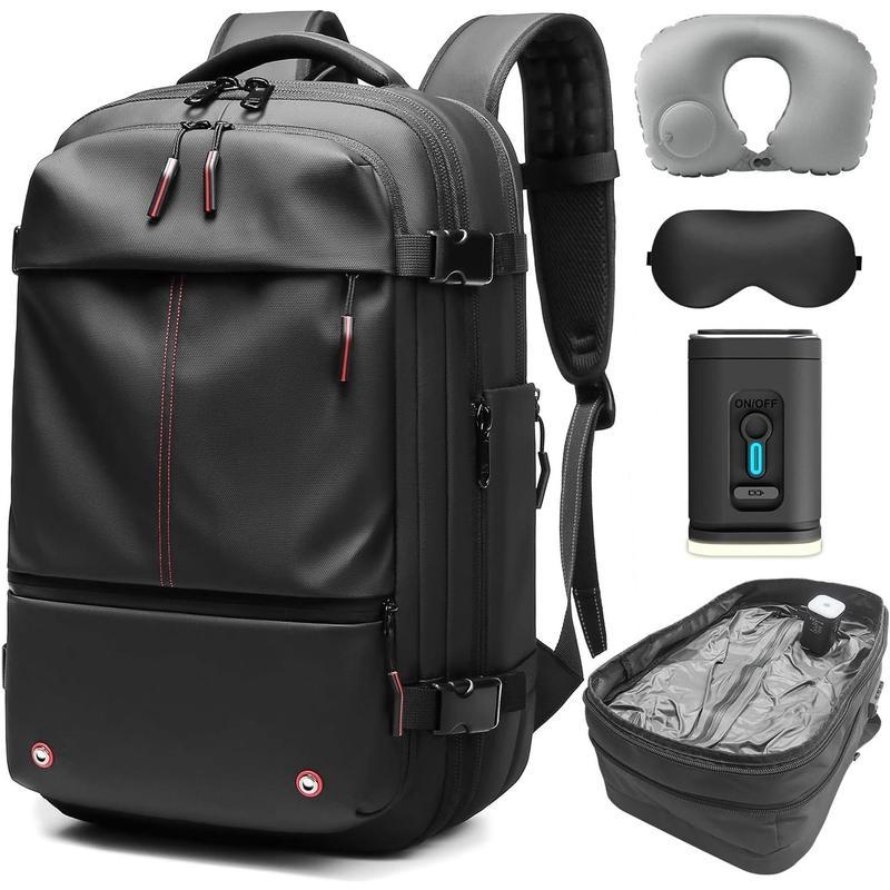 Kabaqoo Airback Vacuum Seal Compression Travel Backpack 60L Expandable Vacpack Water Resistant TSA Lock Airbag Black (Electric AirPump included)  travel accessories travel essentials Outdoorfun SpringStatements