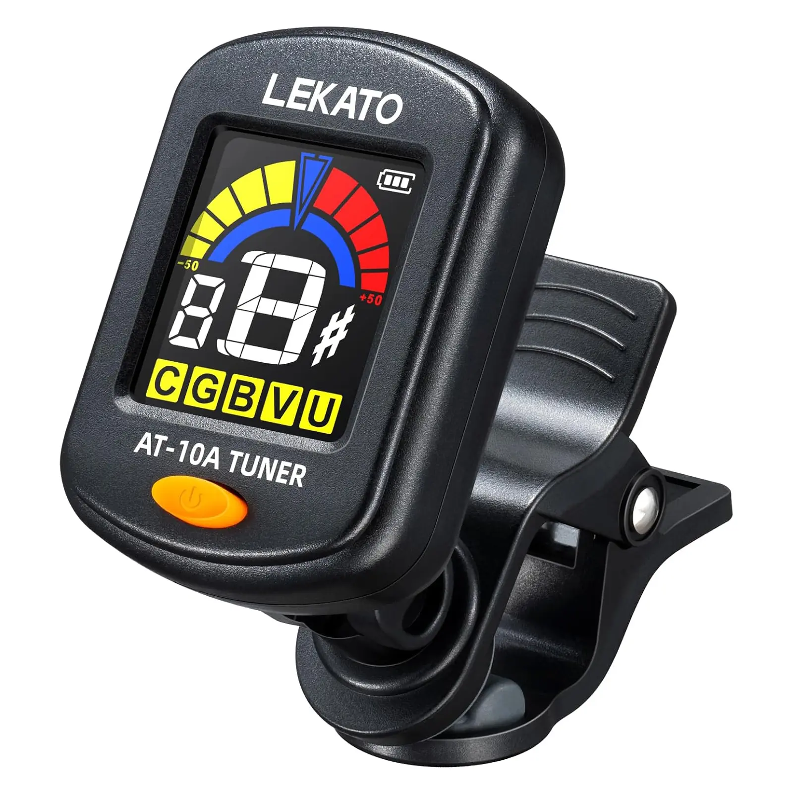 LEKATO Guitar Tuner, Chromatic Tuning Modes, with LCD Color Screen Clip On for Acoustic Electric Guitar Bass,Ukulele Violin,Rechargeable Digital Tuner for Stringed Instruments