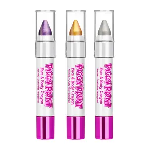 Piggy Paint Glimmer & Glow 3-Pack Face & Body Crayons - Gold, Purple & Silver Waterproof Makeup for Kids Creative Fun Non-Toxic Cruelty-Free Formula