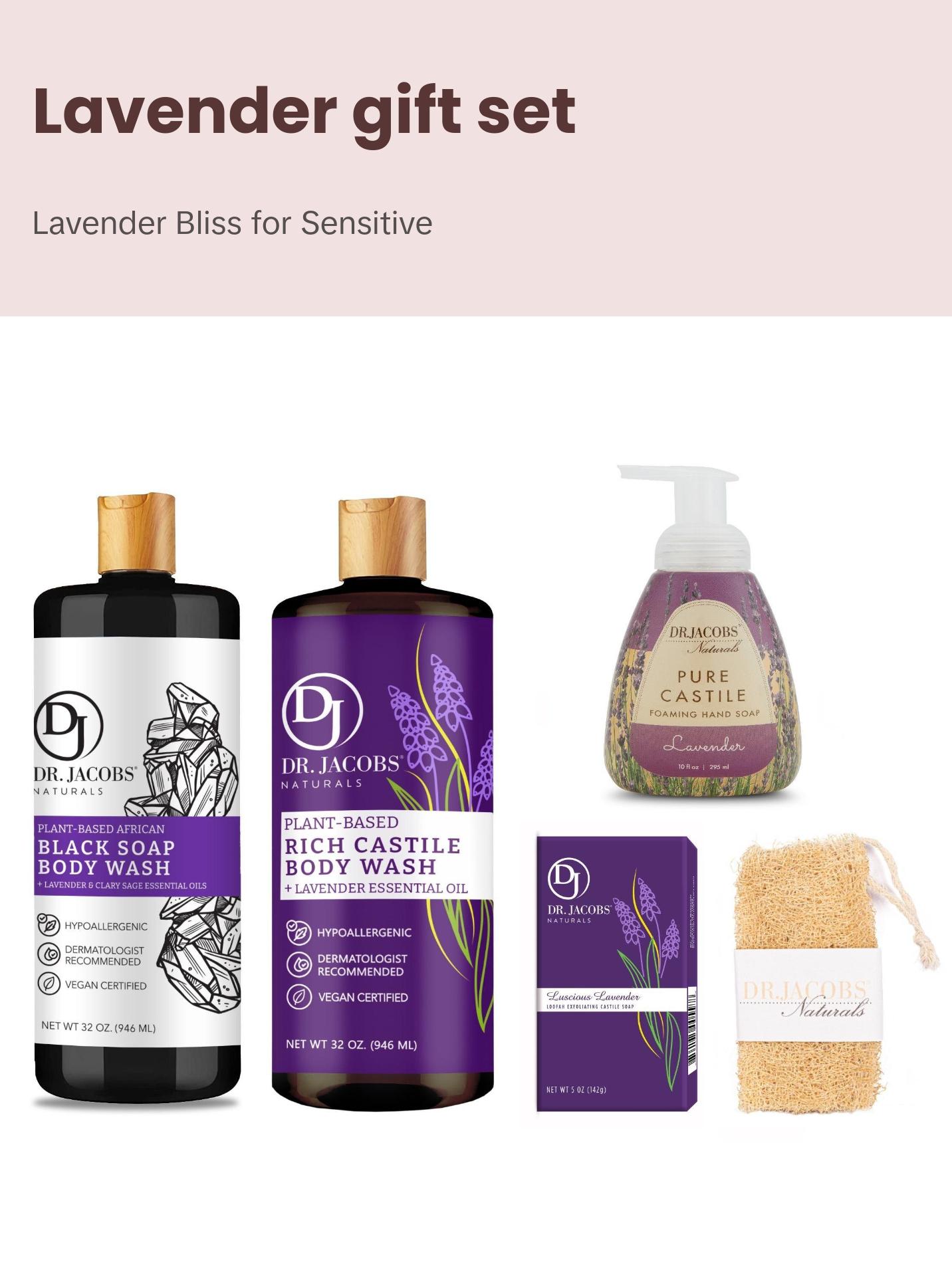 Castile Lavender Gift Set Bpdy Wash Hand Wash Soap Bar for Sensitive Skin
