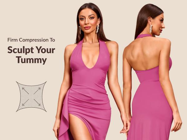 CurvySweet Women's Off-Shoulder Strapless Tulle Cami Dress with Built-in Shapewear & Bra Support for Cocktail Parties & Weddings 537A SpringStatements