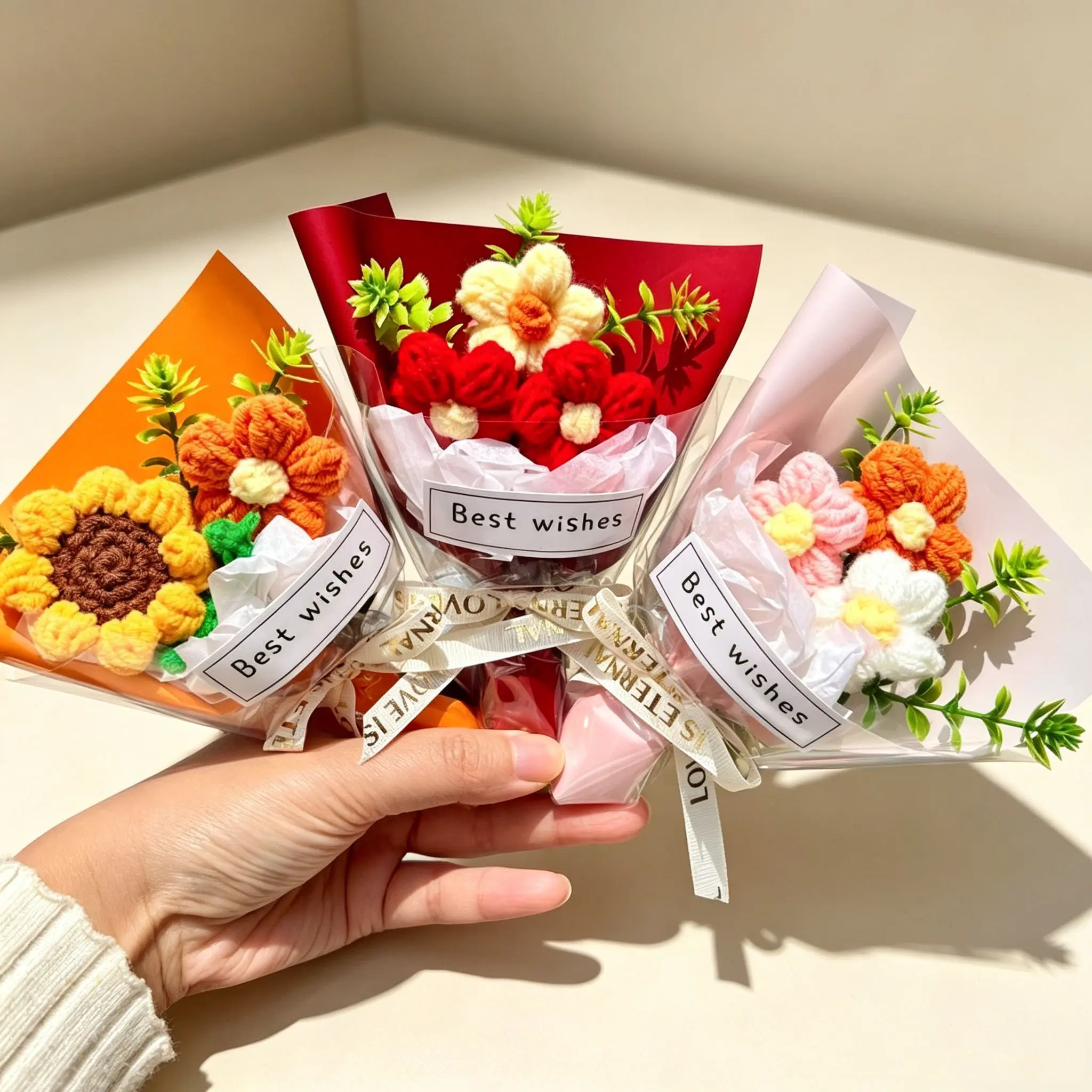 Handmade Craft Mini Flower Bouquet - Bouquet Flowers, Mini Gifts for Birthday Celebrations, Floral Home Decor Supplies, Floral Decor