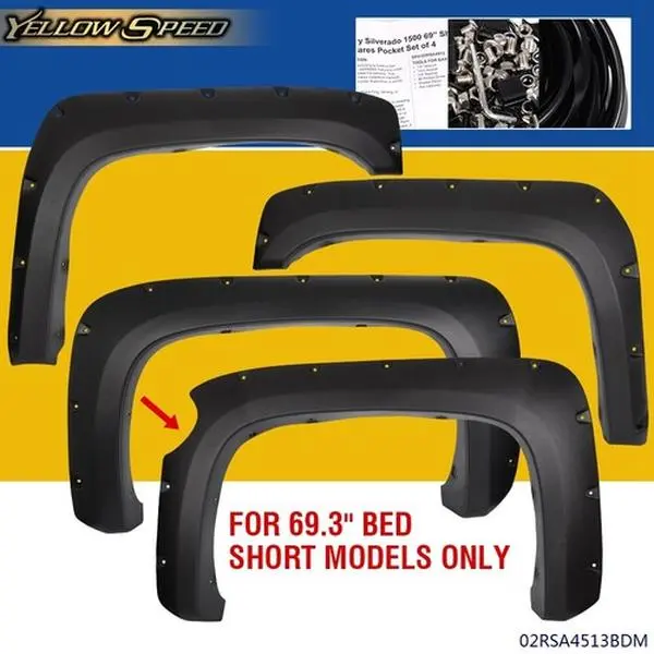 ALLGOOD Custom-Fit Textured Polypropylene Fender Flares - 4-Piece Rugged Look for 07-13 Chevy Silverado 1500 69" Bed, Poly Material No Cracking, Automotive Car Exterior Upgrade Accessories for Styling & Protection