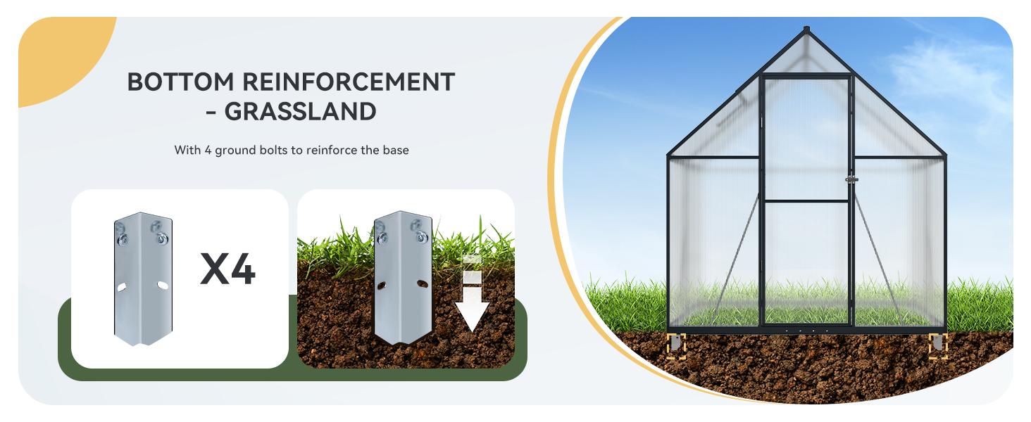 Aoxun 4x6 FT Outdoor Greenhouse, Polycarbonate Greenhouse with Aluminum Frame, Walk-in Green House with Roof Vent, Ground Nails, Lockable Door for Garden Backyard, Patio, Lawn,Quick-Installation Aoxun 4x6 FT Outdoor Greenhouse, Polycarbonate Greenhouse with Aluminum Frame, Walk-in Green House with Roof Vent, Ground Nails, Lockable Door for Garden Backyard, Patio, Lawn,Quick-Installation