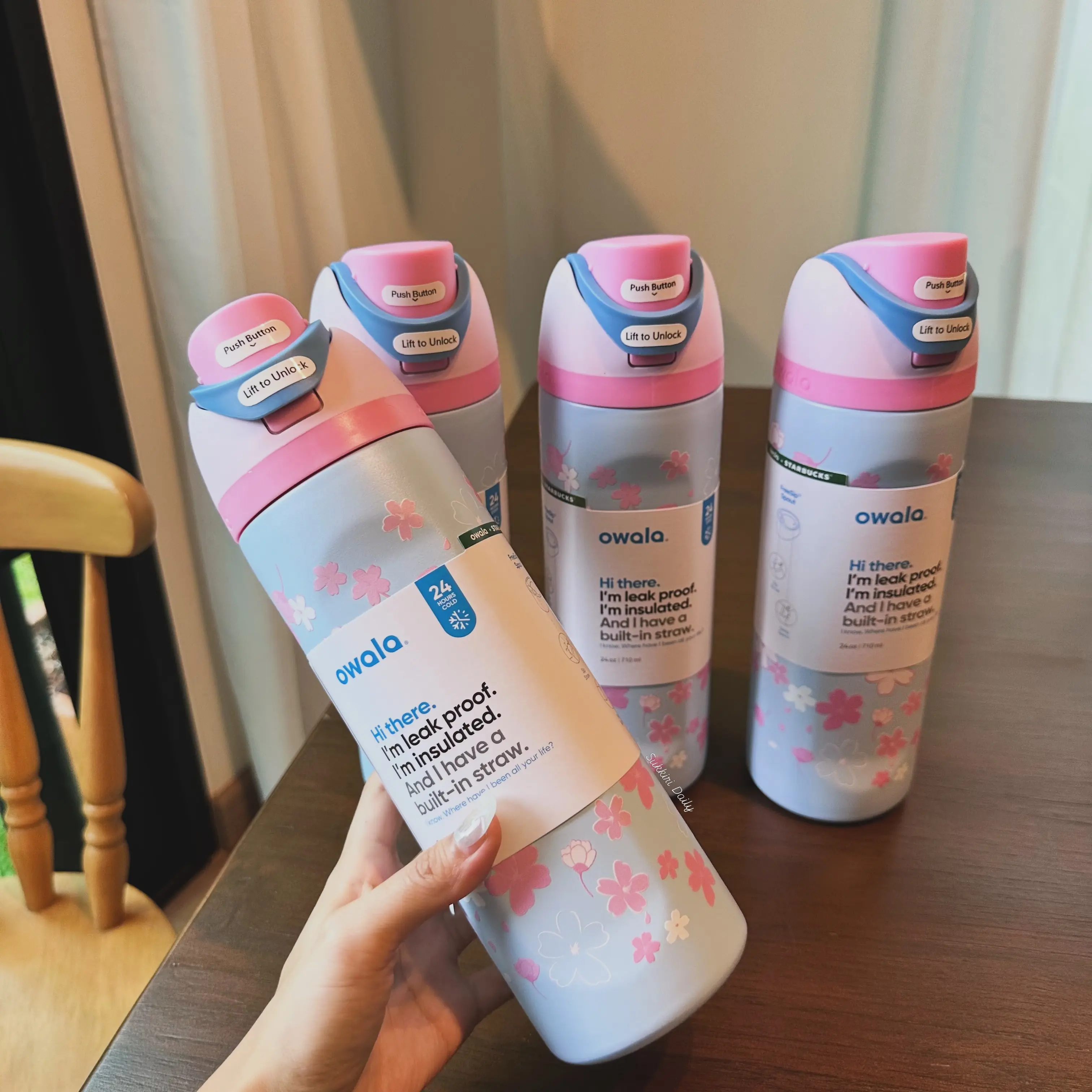 Viral StarbucksxOwala FreeSip 24oz Water Bottle | Sakura Cherry Blossom Limited Edition | Stainless Steel Leakproof