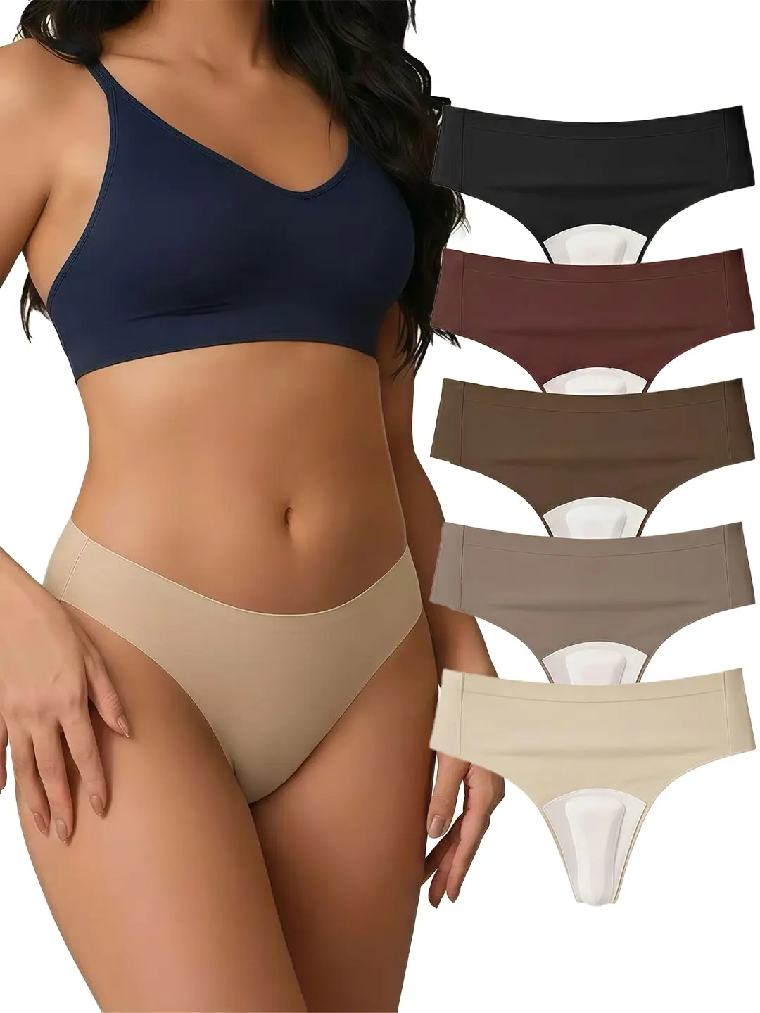 Seamless Camel Toe Proof Thong for Women - Invisible Wide Gusset Panties for Gym & Yoga - Sweat Wicking & Modesty Protection Comfortable Leakproof Seamless Underwear Panties Womenswear Fit Elastic Soft Day