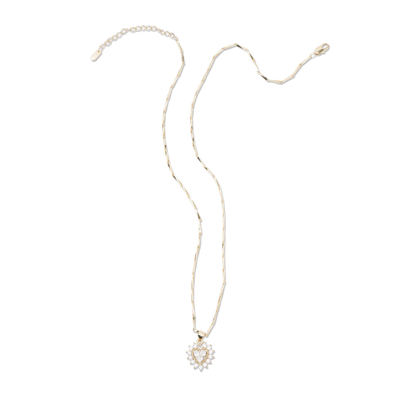 MEIITRUE 14K Gold Plated Cubic Zirconia Necklace for Women, Dainty Heart Pendant Necklace, Elegant Love Jewelry Gifts