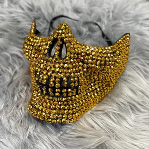 Women Rhinestone Masquerade Party Mask, Mardi Gras Halloween Steampunk Party Masks