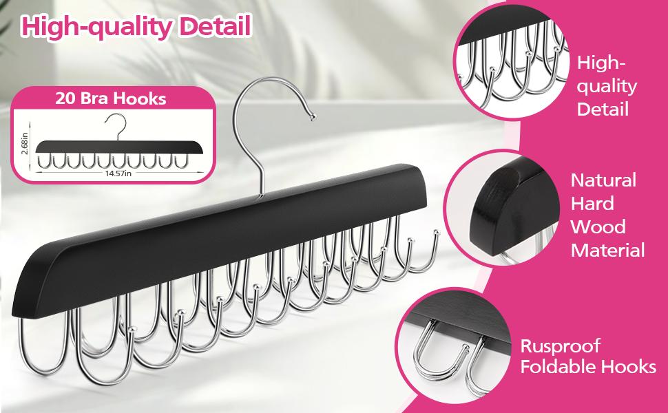 20-Hook Foldable Bra & Tank Top Hanger, Stainless Steel Metal Adjustable Closet Organizer, Room Accessories Space Saver for Closet Storage [New Deal]