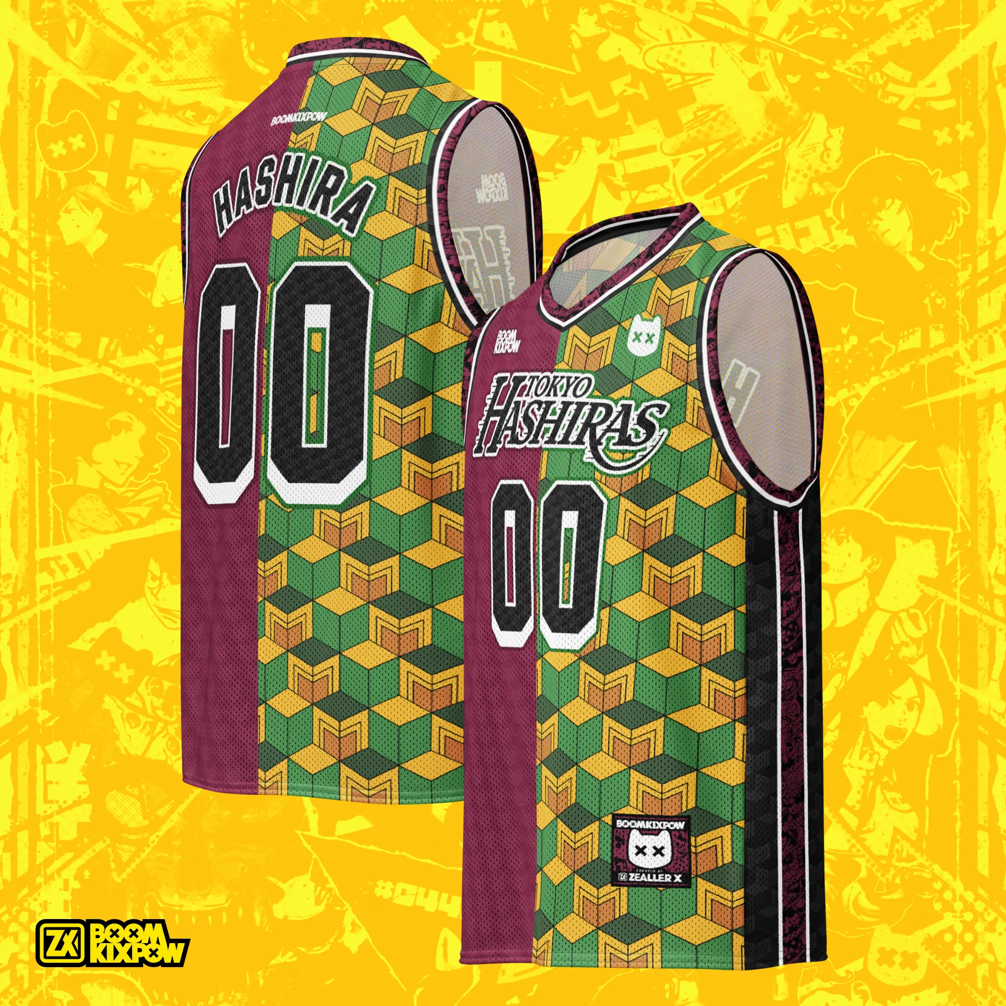 Tokyo Hashiras Basketball Jerseys - Maroon - Anime Sport Jersey