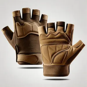 Premium Cool 1pair Half Finger Anti-Slip Gloves - Cycling Hiking Training Outdoor Sports Gloves, Dessert&Camouflage