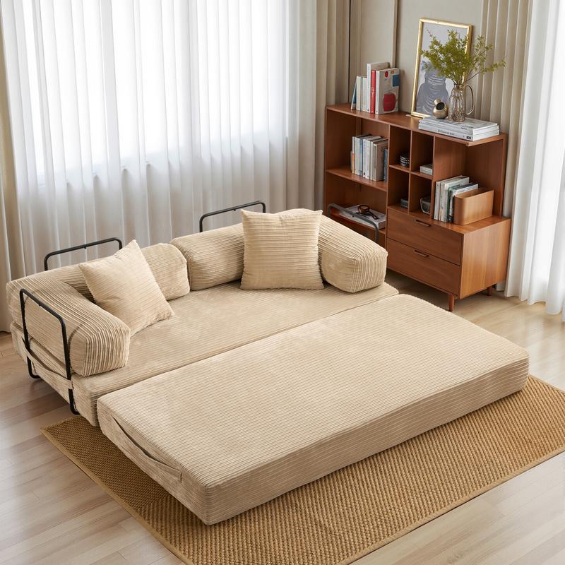 【Jumpstart Sale】Ovios 81" Convertible Boneless Sofa Bed, Fold Out Loveseat Sleeper Couch with Pillow, 4 in 1 Modular Cloud Corduroy Folding Queen Bed Floor Mattress, Lazy Chair for Living Room Bedroom 【Jumpstart Sale】Ovios 81" Convertible Boneless Sofa Bed, Fold Out Loveseat Sleeper Couch with Pillow, 4 in 1 Modular Cloud Corduroy Folding Queen Bed Floor Mattress, Lazy Chair for Living Room Bedroom