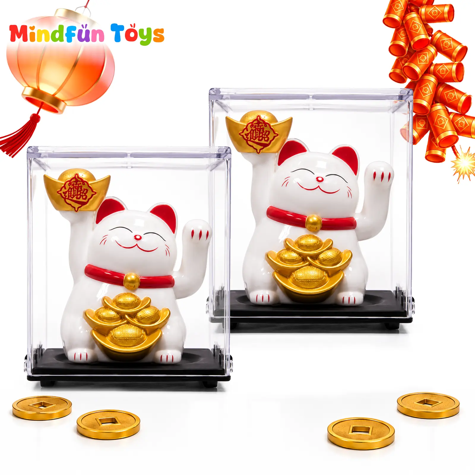 Lucky Cat Waving Arm – Traditional Chinese Feng Shui Maneki Neko, for Car, Business Premises, Offices, and House – an Auspicious Charm for Good Fortune and Luck,2 inch