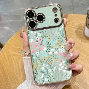 Pastel Floral Print Phone Case 6D Electroplated Glossy Frame Shockproof Scratch-Resistant Precise Cutouts Ensure A Perfect Fit A Stylish Accessory For iPhone 17 16 15 14 13 12 11. It makes a great gift for friends or family.