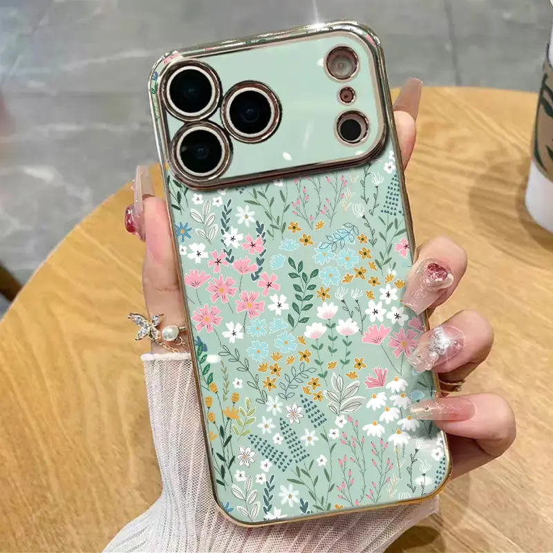 Pastel Floral Print Phone Case 6D Electroplated Glossy Frame Shockproof Scratch-Resistant Precise Cutouts Ensure A Perfect Fit A Stylish Accessory For iPhone 17 16 15 14 13 12 11. It makes a great gift for friends or family.