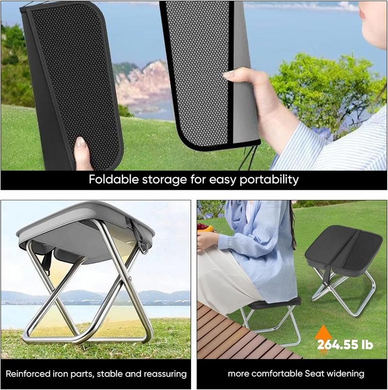Camping Chairs, 1.2 lbs ultra light, Max Load Capacity 250lbs, Portable outdoor folding chair with pocket, For Queuing, Fishing, Hiking Tours, Outdoor Activities Camping Accessories, Camping supplies, best New Year's Day gift