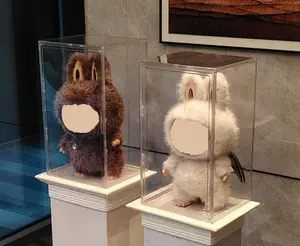 2pcs  15.75-23.6 inch Large Acrylic Display Case for Labubu - Fits  Zimomo & Archangel Figures, Magnetic Door, Stackable, Premium Dust-Proof Showcase