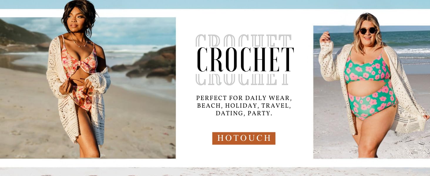 Women's Lightweight Crochet Cardigan Long Sleeve Open Front Oversized Summer Sweater Batwing Beach Fashion