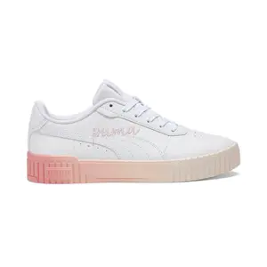PUMA Womens Carina 2.0 Logo Lots Of Love Lace Up Sneakers Shoes Casual - White