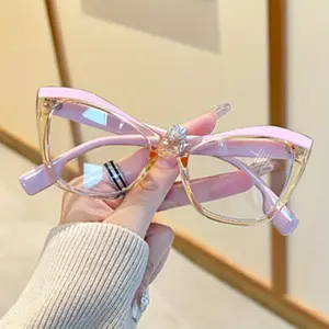 Women’s vintage cat-eye glasses with a gradient, colorful oversized frame—dramatic wide-frame design for retro-chic styling.