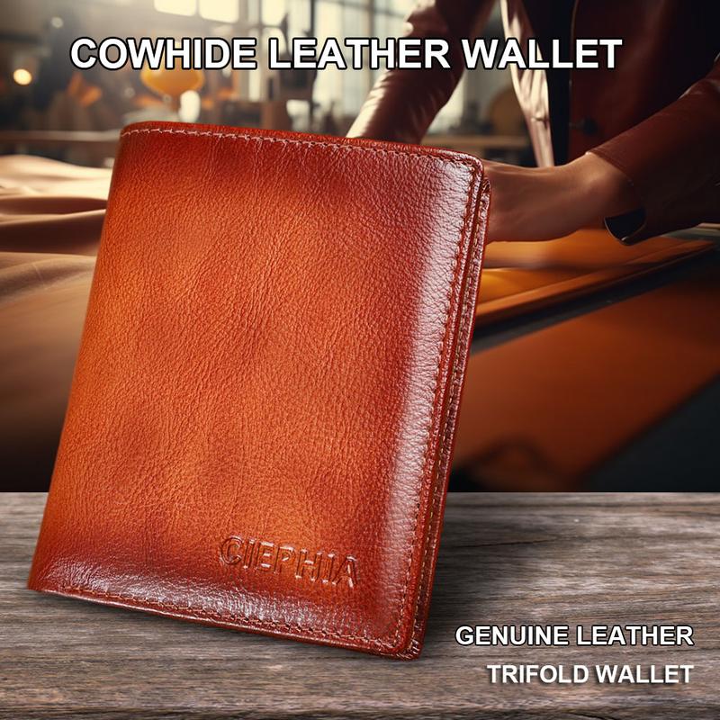CIEPHIA RFID Blocking Cowhide Leather Wallet with 12 Card Slots 1 Coin Pouch & 2 Deep Cash Pockets for Men Anti-Theft Design, Perfect Gift for Him trendy wallet