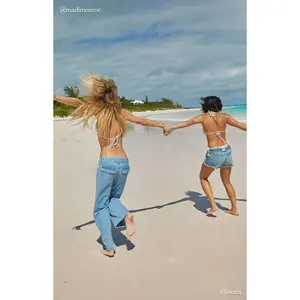 Pacsun Women's Zoe Low Rise Girlfriend Jeans Button Pocket Light Blue