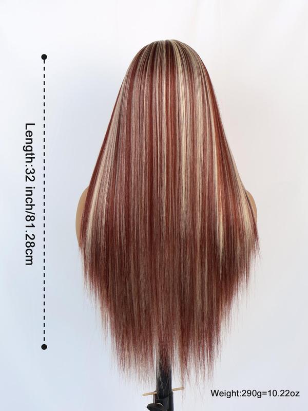 unique colorful highlight lace front syntheitc wig long red and blonde highlight glueless wig for women synthetic highlight lace front wig heat resistant fiber hair Glueless Half Wig