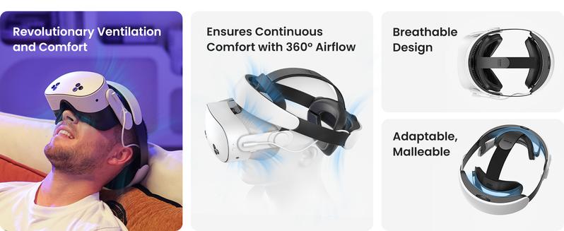 KIWI design H4 Boost Comfort Battery Head Strap Accessories for Meta/Oculus Quest 3/3S, Dual Fast Charge The VR Headset and Battery Strap in 2.5h, Halo Strap Reduce Facial Pressure, Not for Quest 2 rechargeable