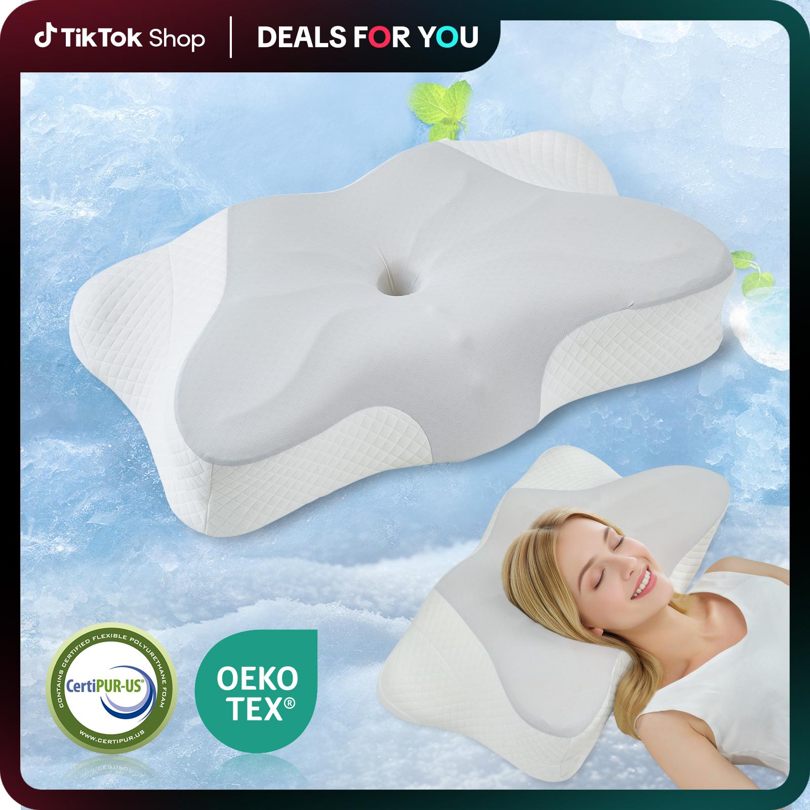 VIZIM Infinity Pillow, Ergonomic 4-Zone Memory Foam Cervical Pillow with Adjustable 4~5Inch Height, Breathable Cover, Neck Pain Relief & Support for Side, Back & Stomach Sleepers