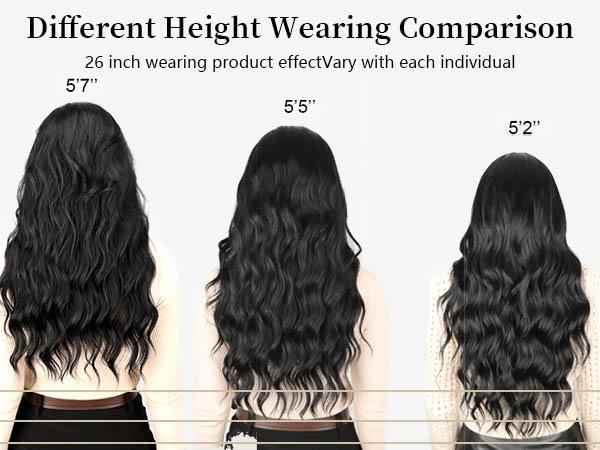 [ AISI HAIR ] Black Wig for Women, Long Wavy Lace Hairline Middle Part Synthetic Heat Resistant Wig for Daily Party-26 Inch