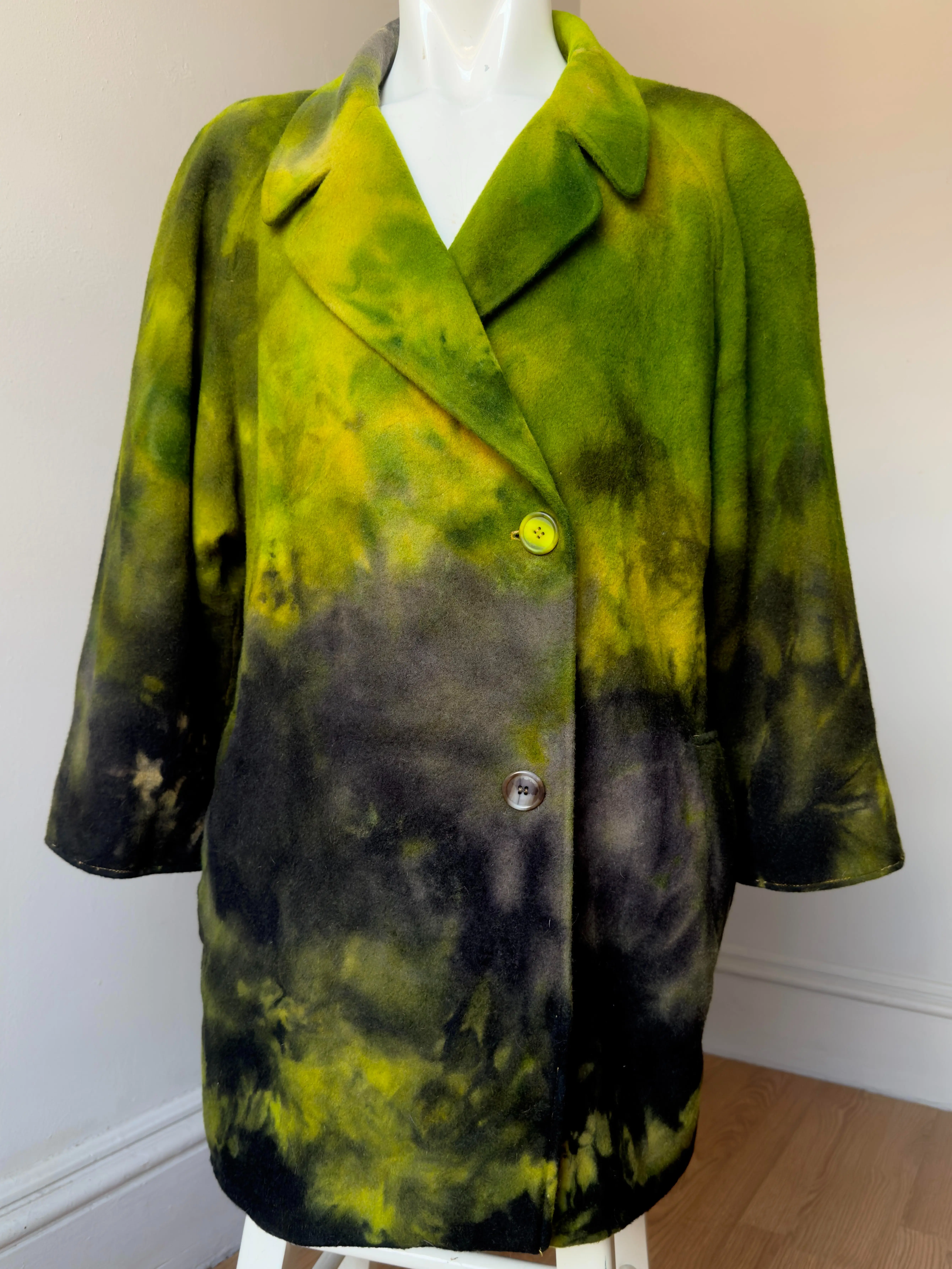 Tie Dye Dark Forest Rainbow Women’s L-XL Wool Coat