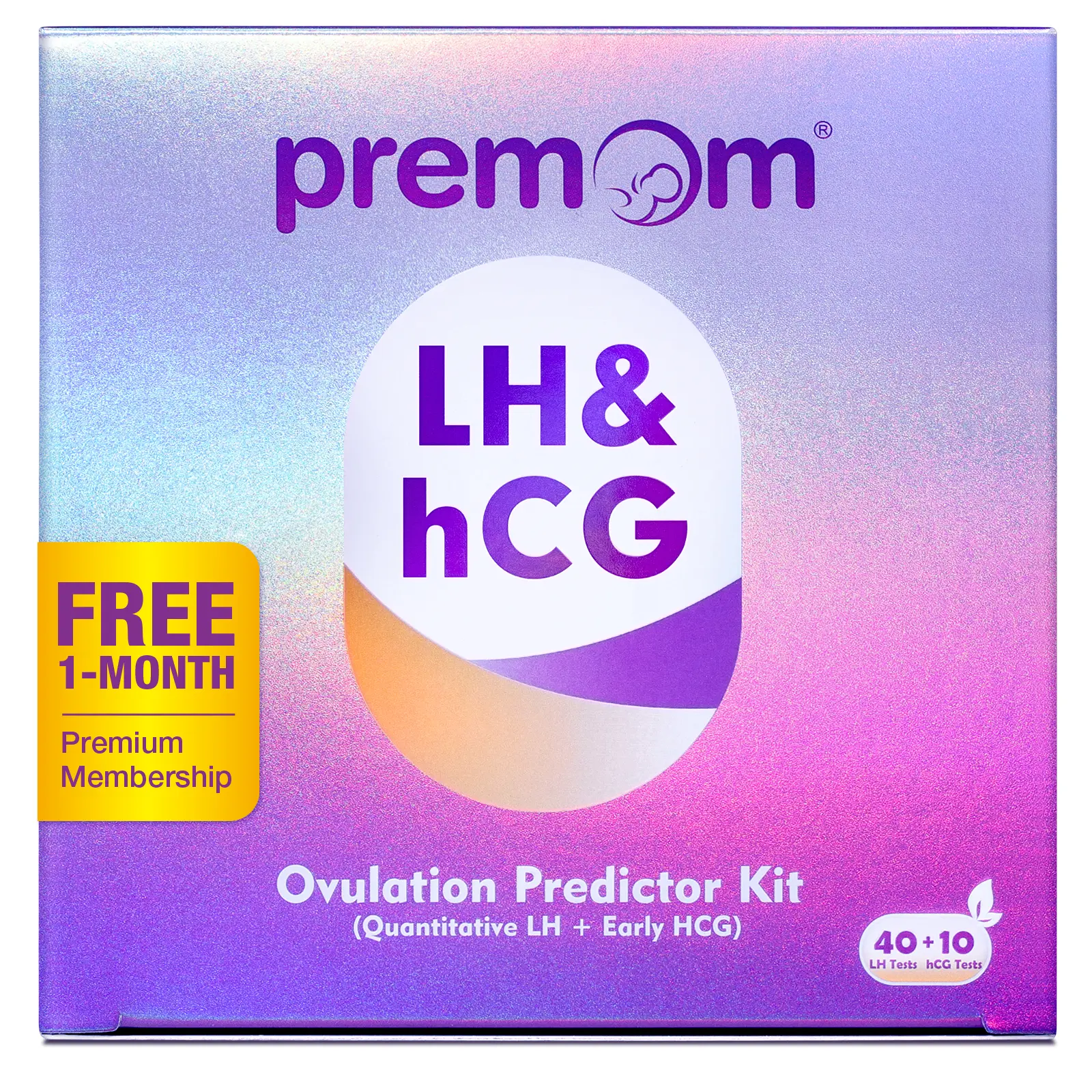 Premom Quantitative Ovulation Predictor Combo Kit：40 LH + 10 hCG Test Strips - with Smart Digital Ovulation Reader APP - 40 Ovulation +10 Pregnancy Test for TTC Women