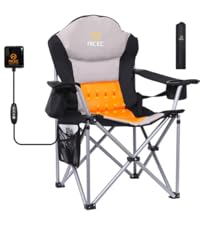 Heated Hammock Camping Chair, Swing Chair, Folding Rocking Chair, Camping Chair, High Back with Stand, Cup Holder, Side Pocket, Heavy Duty 10000mAh Power Bank Included